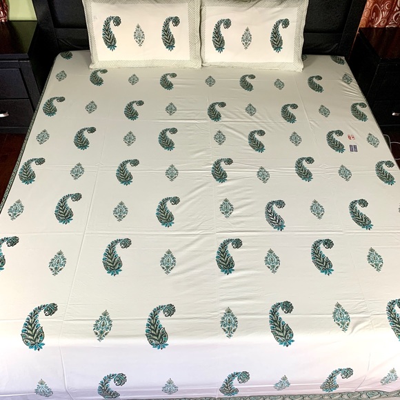 Indian Hand Block Print Cotton Flat sheet - Picture 3 of 10